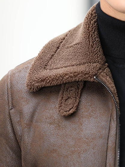 Men's Shearling Aviator Jacket | Genuine Leather | Warm Lined | Classic Flight Style