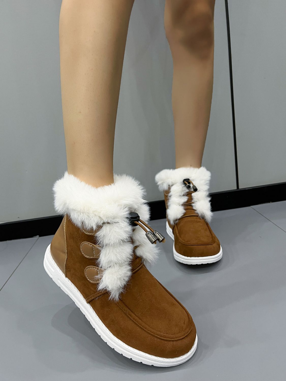 Winter Fur-Lined Ankle Boots | Faux Suede | Warm Plush Interior | Snow-Ready
