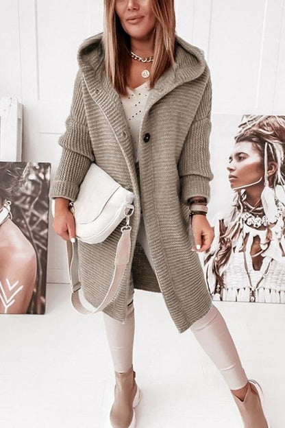 Chunky Knit Cardigan | Hooded Design | Soft Acrylic Blend | Casual Everyday Layer