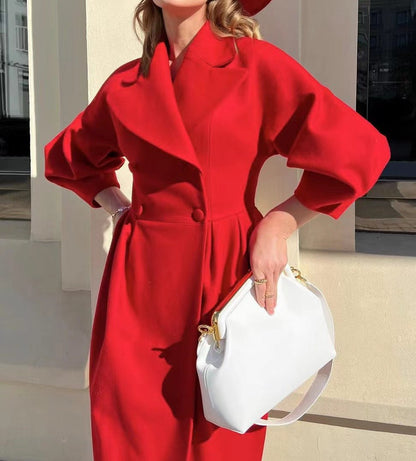 Elegant Long Wool Blend Coat | Belted Waist | Timeless Style | Sophisticated Outerwear