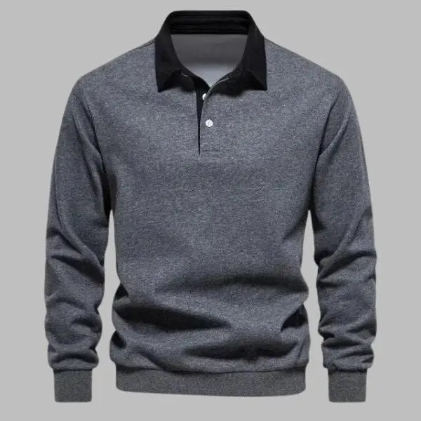 Men's Polo Collar Sweatshirt | Soft Knit Blend | Casual Smart-Layer