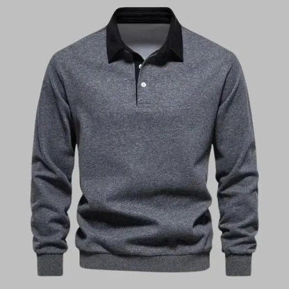 Men's Polo Collar Sweatshirt | Soft Knit Blend | Casual Smart-Layer