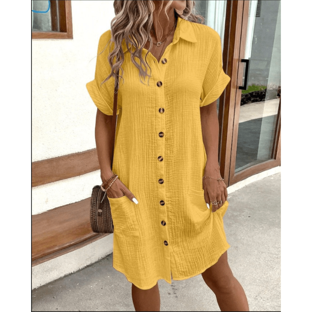 Button-Up Shirt Dress | Gauze Cotton | Relaxed Summer Fit