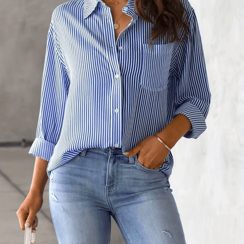Striped Button-Up Shirt | Relaxed Fit | Lightweight Cotton Blend