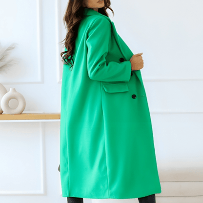 Double-Breasted Long Coat | Tailored Statement Outerwear for Women