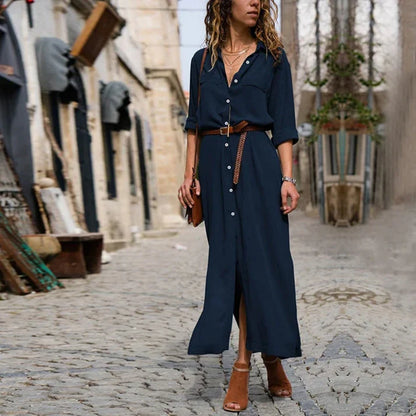 Women's Button-Down Shirt Dress | Belted Midi Dress | Casual Summer Outfit