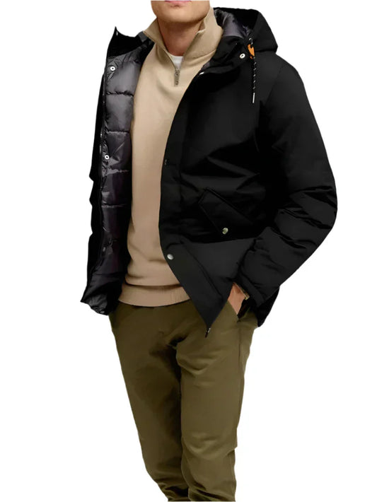 Men’s Hooded Puffer Jacket | Wind-Resistant Outer Shell | Midweight Layering Staple
