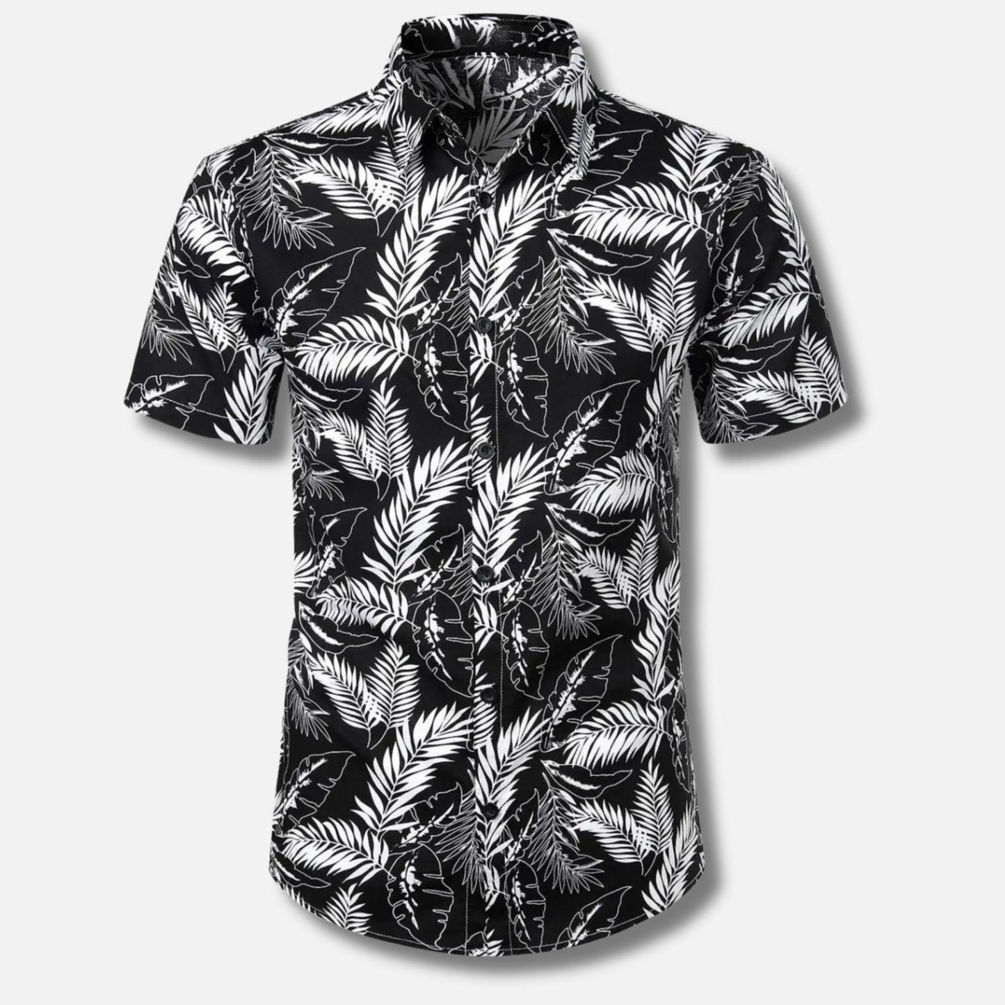 Men's Short Sleeve Button-Up Shirt | Lightweight Cotton Blend | Tropical Floral Print
