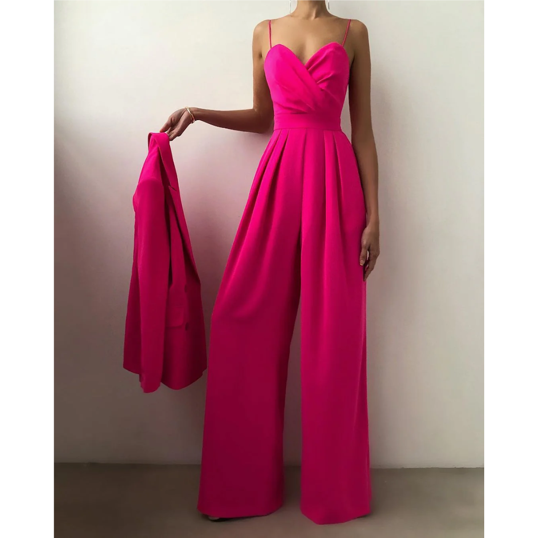 Strapless Pleated Jumpsuit | Wide-Leg Silhouette | Elegant Evening One-Piece