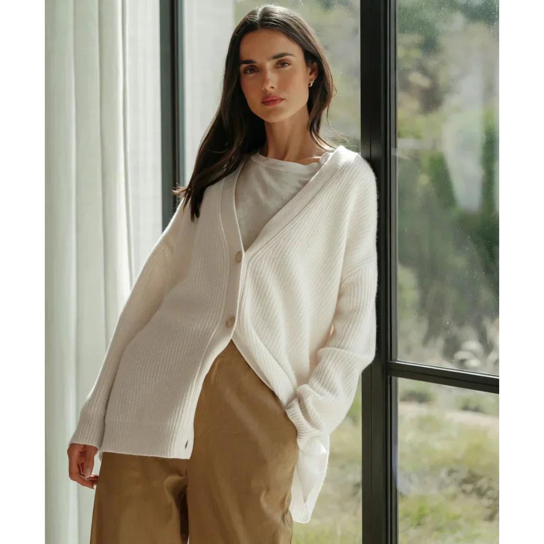 Ribbed Knit Button Cardigan | Relaxed Fit with Drop Shoulders | Soft Casual Layer