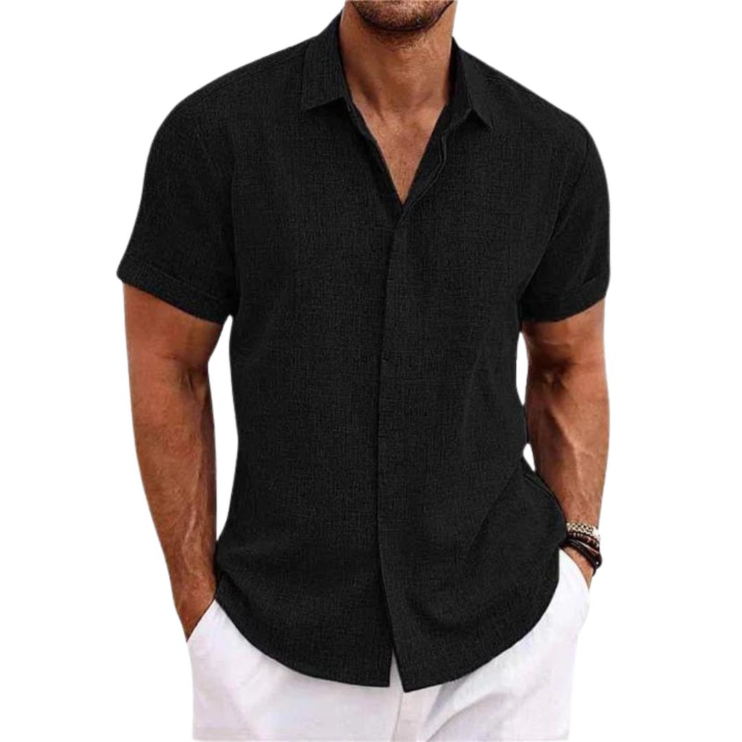 Men’s Linen Blend Short Sleeve Shirt | Breathable Summer Button-Up | Casual Canada