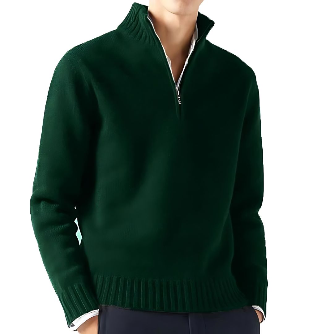 Men’s Half-Zip Sweater | Ribbed Knit Pullover | Warm Casual Layer