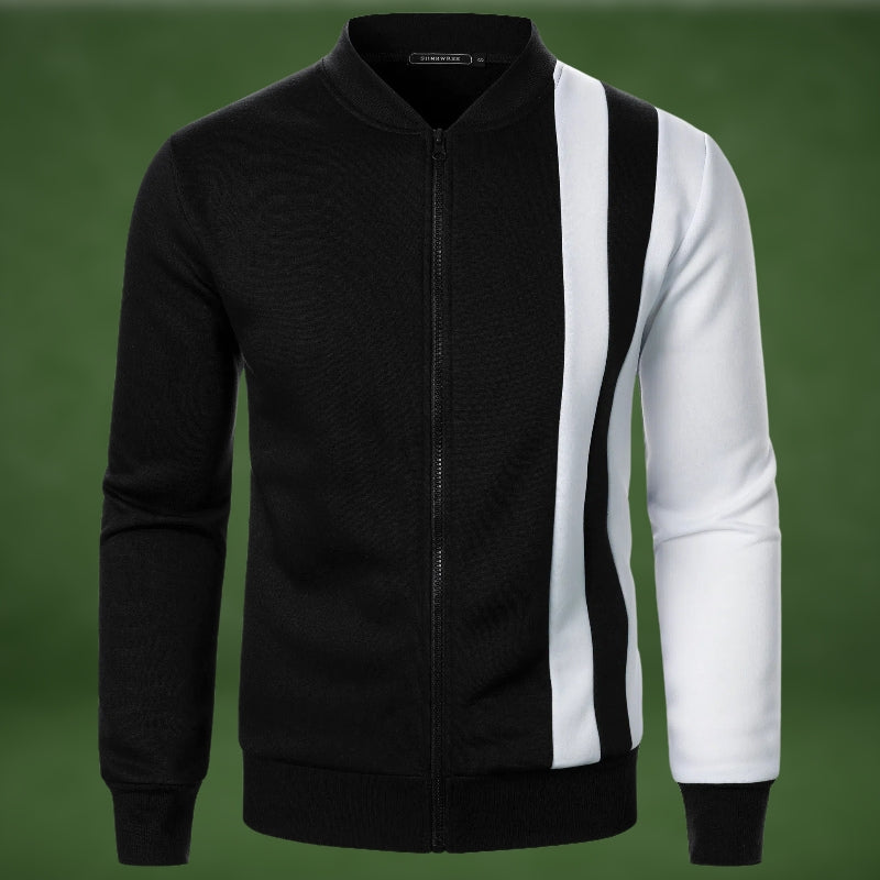 Men’s Colourblock Zip-Up Knit Jacket | Sporty Contrast Design | Lightweight Streetwear Layer