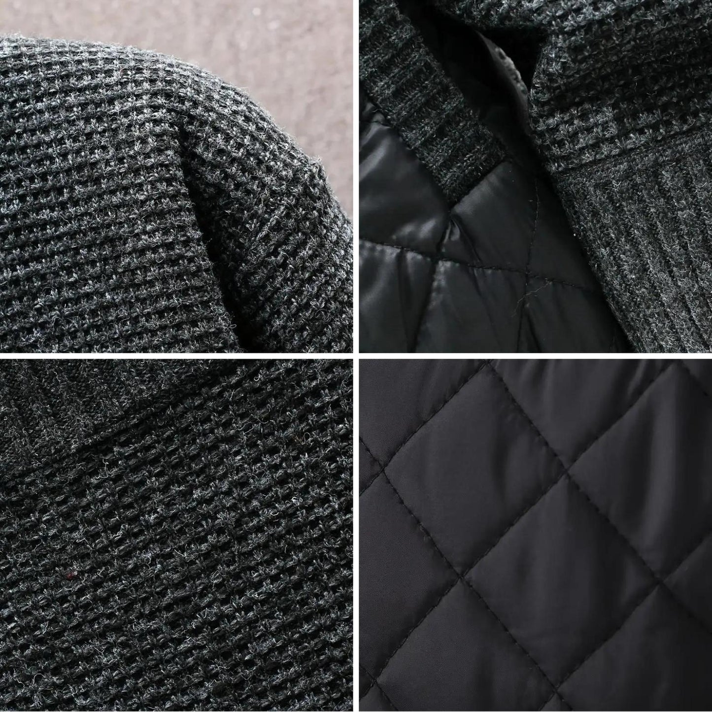 Quilted Knit Jacket | Mixed Fabric Design with Zip Closure