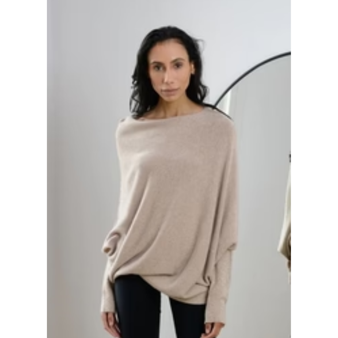 Asymmetric Slouch Sweater | Off-Shoulder Knit | Relaxed Fit Pullover Top