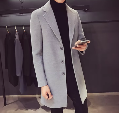 Men’s Wool-Blend Overcoat | Single-Breasted Classic Fit | Midweight Fall Jacket