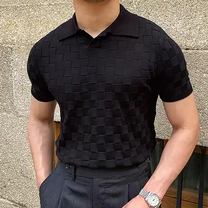 Men's Ribbed Knit Polo Shirt | Lightweight Textured Short Sleeve Top | Summer Casual Canada