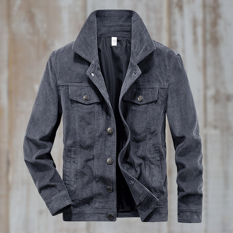 Men’s Corduroy Trucker Jacket | Button-Up with Flap Pockets | Midweight Fall Layer