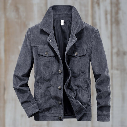 Men’s Corduroy Trucker Jacket | Button-Up with Flap Pockets | Midweight Fall Layer