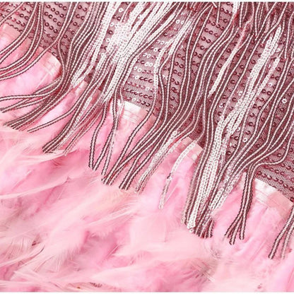 Women's Sequin Feather Mini Dress | Spaghetti Strap Party Dress | Glam Night Out Outfit