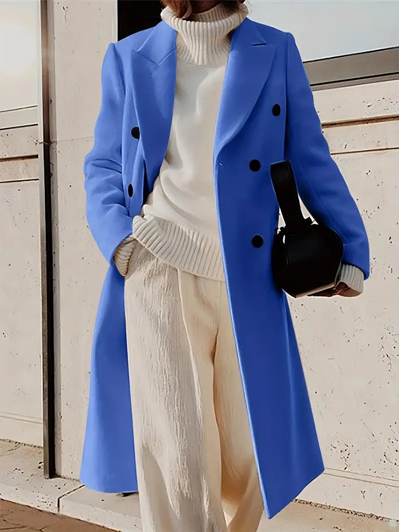 Double-Breasted Wool Blend Coat | Tailored Fit | Classic spring Style | Longline Outerwear