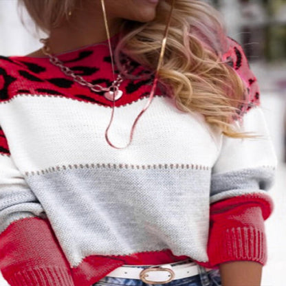 Leopard Print Colourblock Sweater | Soft Knit | Relaxed Fit