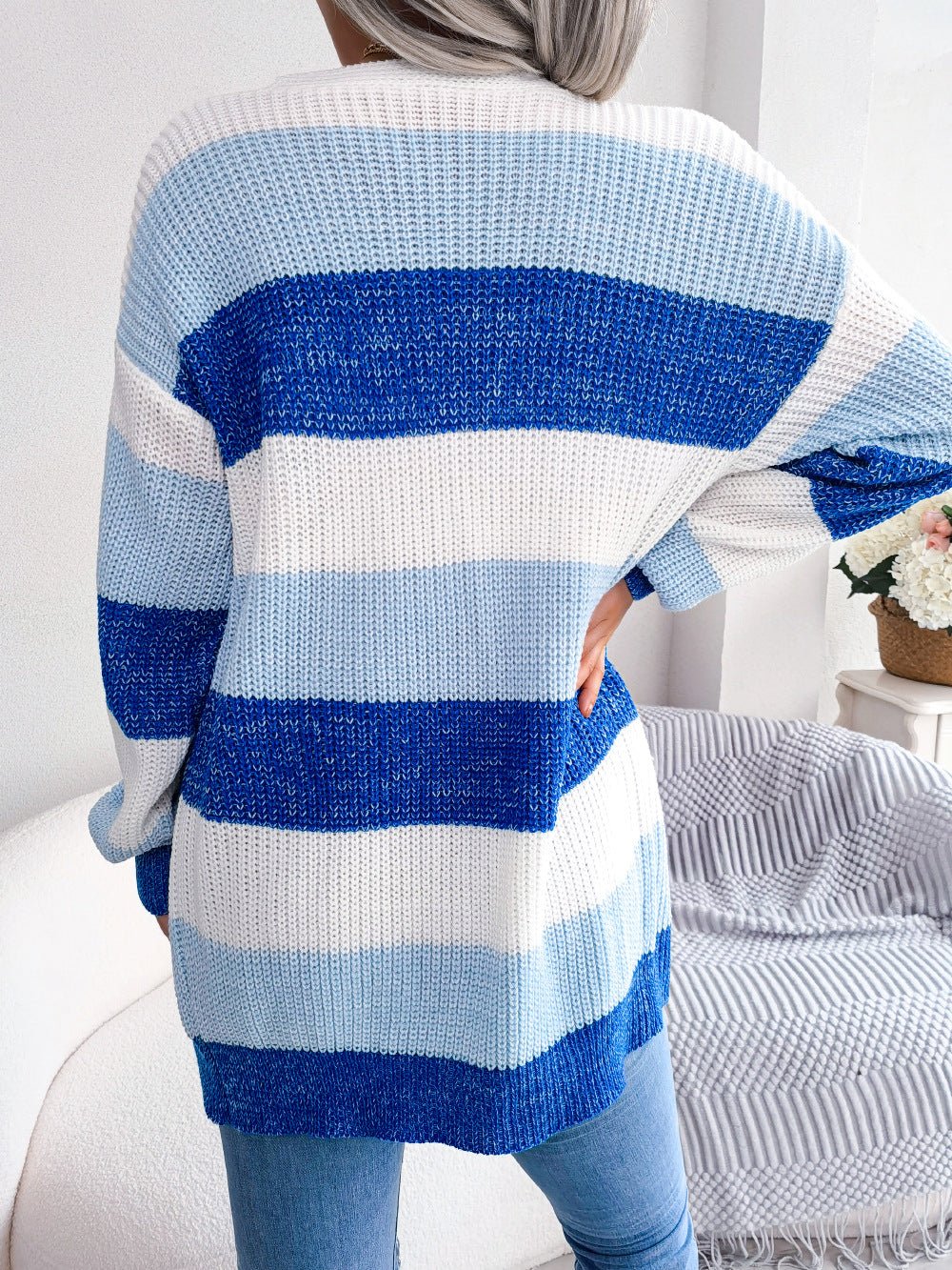 Striped Open-Front Cardigan | Knitted & Relaxed Fit | Everyday Comfort