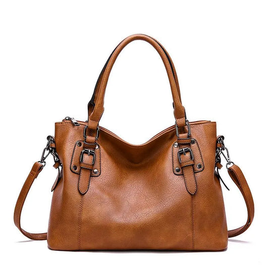 Structured Tote Handbag | PU Leather with Buckle Detail | Everyday Shoulder Bag