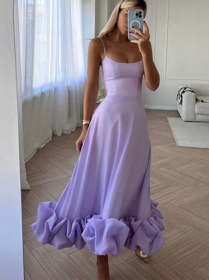 Ruffle Hem Maxi Dress | Sleeveless Fit & Flare | Elegant Evening Silhouette
