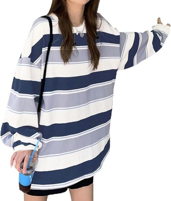 Striped Oversized Sweatshirt | Cotton Blend | Bold and Comfy