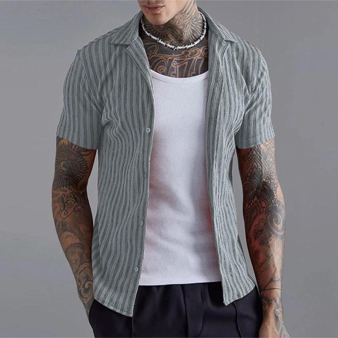 Striped Short-Sleeve Button Shirt | Men’s Summer Casual Top