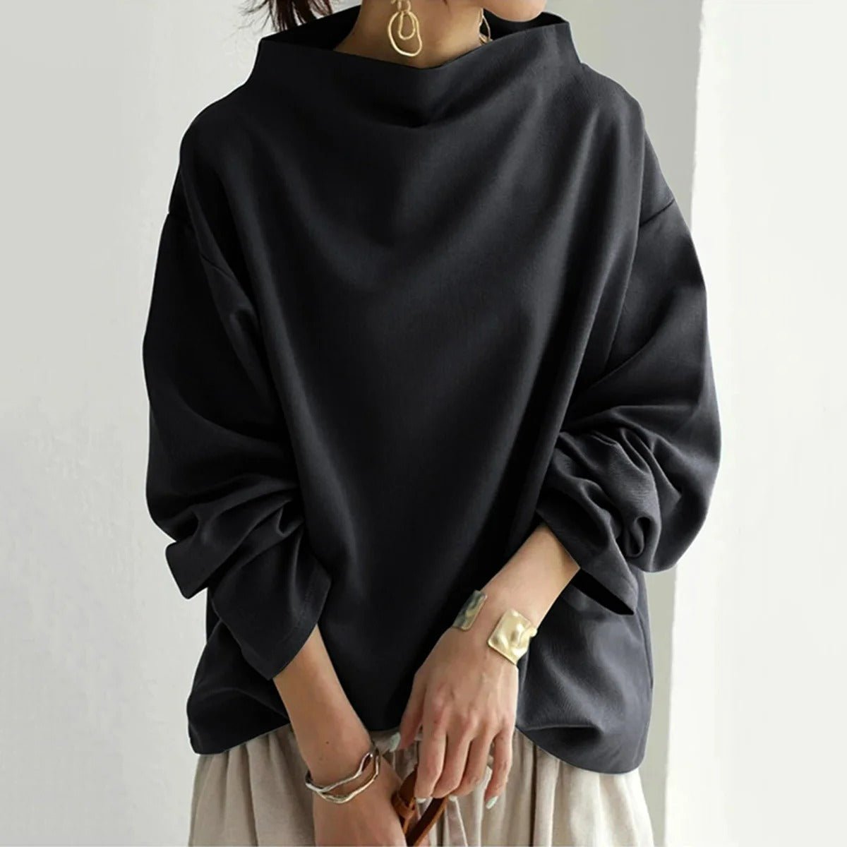 High Neck Oversized Pullover | Minimalist Style | Soft Knit Feel