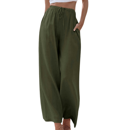 Wide-Leg Elastic Waist Pants | Soft Drape with Minimalist Silhouette