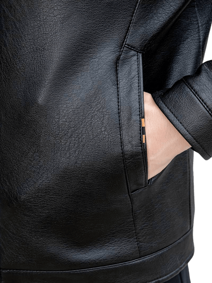 Men's Leather Jacket | Luxe Faux Fur Collar | Genuine Leather | Winter Warmth