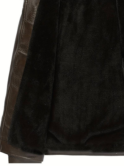 Men's Leather Jacket | Luxe Faux Fur Collar | Genuine Leather | Winter Warmth