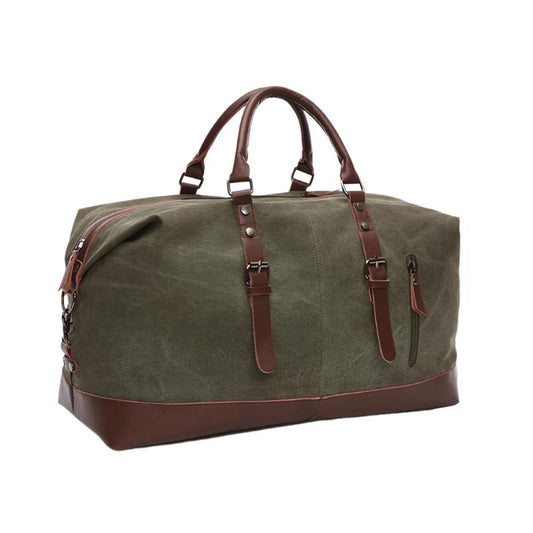 Canvas Weekender Duffel Bag | Leather Trim | Travel Carryall