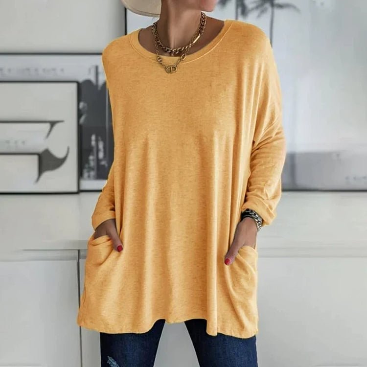 Relaxed Fit Tunic Top | Lightweight Knit | Side Pockets