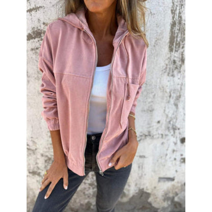 Zip-Up Casual Jacket | Drawstring Waist | Lightweight Cotton Blend