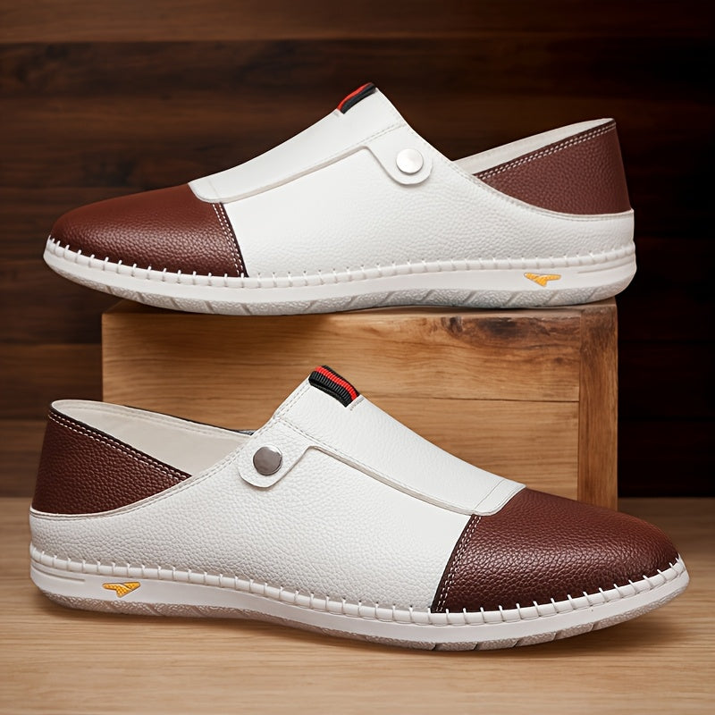 Men’s Two-Tone Slip-On Sneakers | Casual Comfort Walking Shoes | Lightweight Everyday Wear