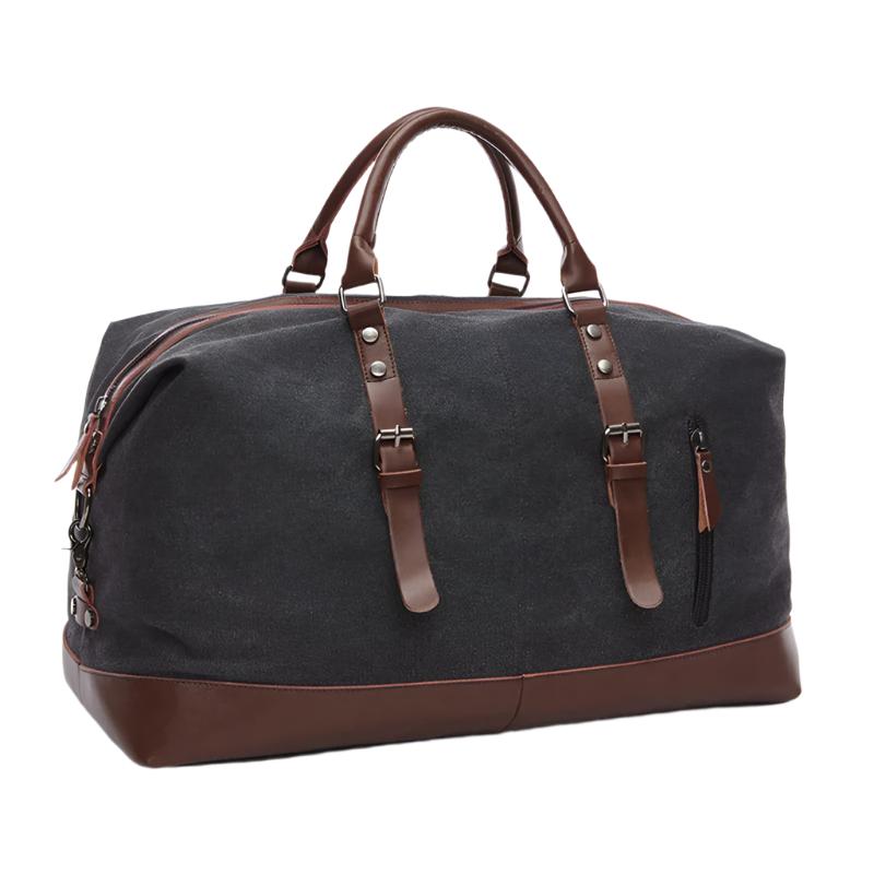 Canvas Weekender Duffel Bag | Leather Trim | Travel Carryall