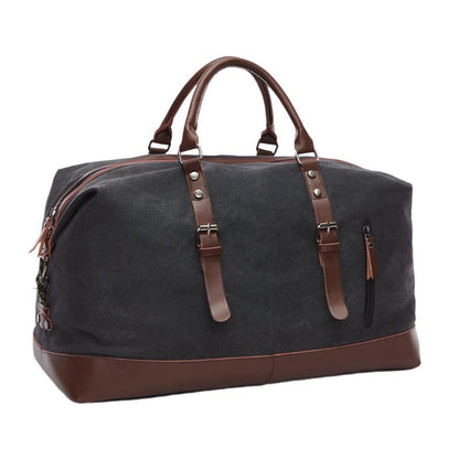 Canvas Weekender Duffel Bag | Leather Trim | Travel Carryall