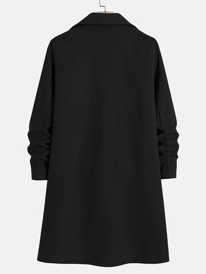 Men's Wool Blend Overcoat | Slim Fit Long Coat with Notch Lapel | Fall Outerwear Canada