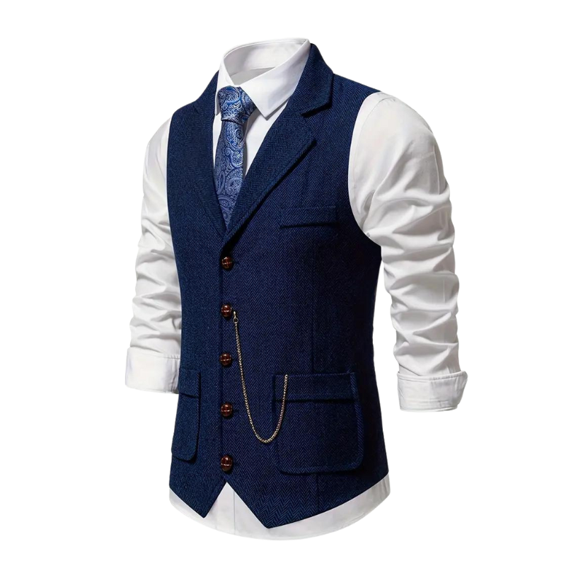 Men’s Tweed Vest | Herringbone Waistcoat | Classic Formal Layer