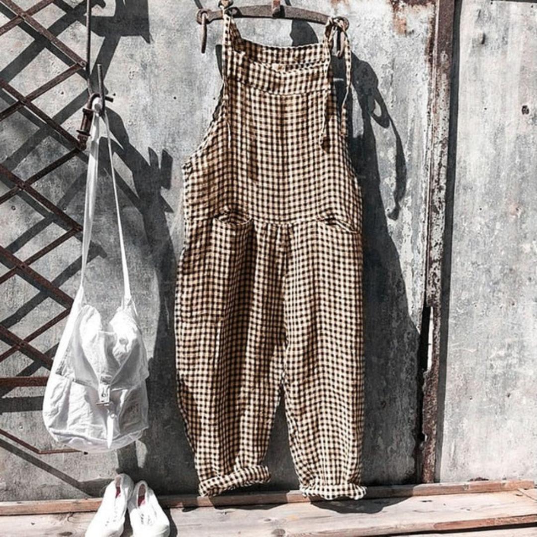 Relaxed Linen Overalls | Striped Cropped Fit | Casual Summer Layer