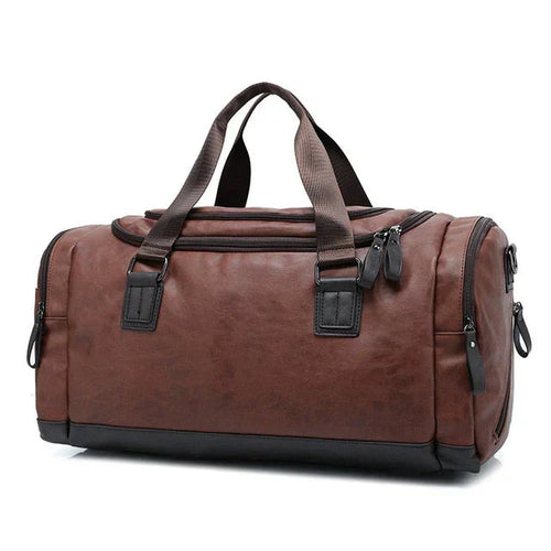 Men’s Faux Leather Duffel Bag | Weekender Carryall | Water-Resistant Travel Gear