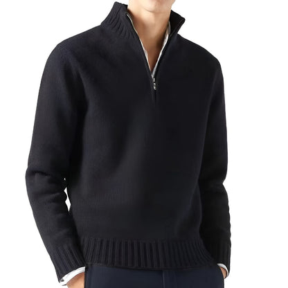 Men’s Half-Zip Sweater | Ribbed Knit Pullover | Warm Casual Layer