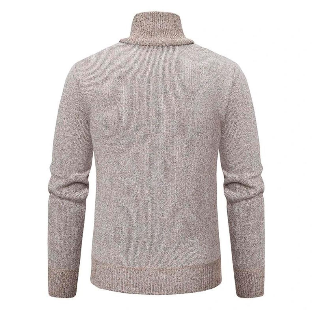 Men’s Quarter-Zip Knit Sweater | Contrast Suede Trim | Fall Layering Essential
