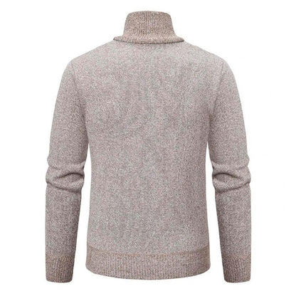 Men’s Quarter-Zip Knit Sweater | Contrast Suede Trim | Fall Layering Essential