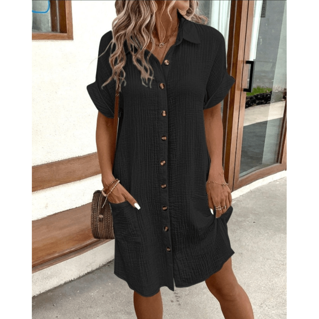 Button-Up Shirt Dress | Gauze Cotton | Relaxed Summer Fit