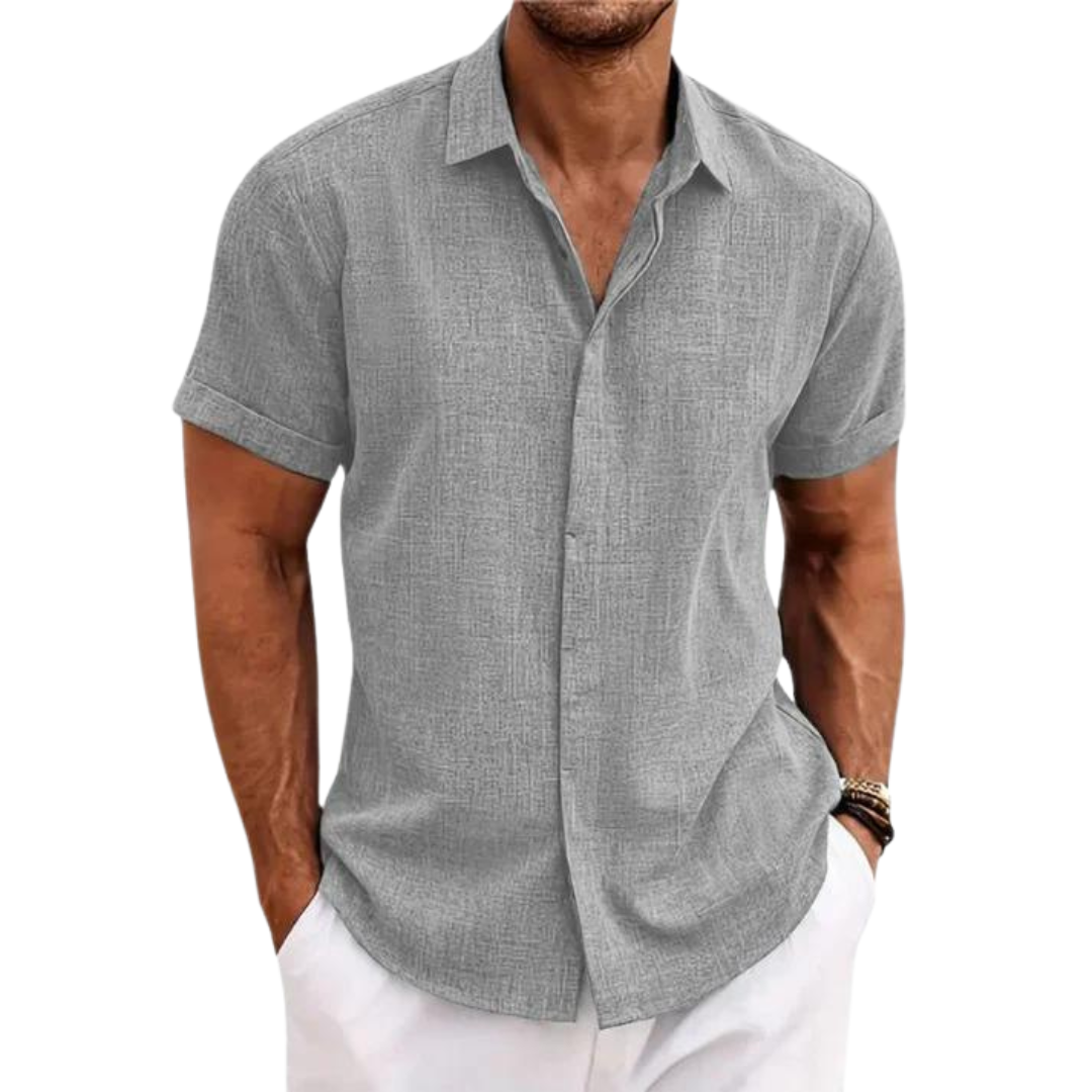 Men’s Linen Blend Short Sleeve Shirt | Breathable Summer Button-Up | Casual Canada